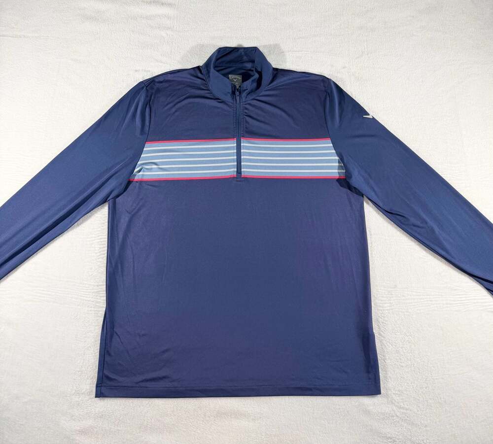 Callaway Opti-Dri Men's Quarter-Zip Performance Golf Pullover with Chest Stripe